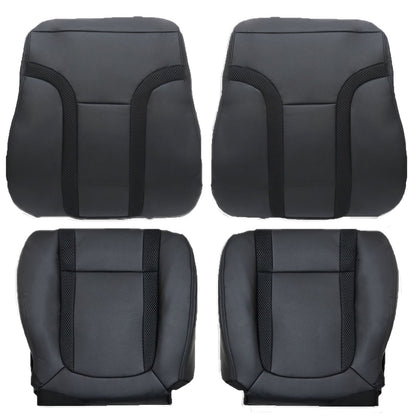 For 2010-2014 Ford F-150 Raptor SVT Front Driver & Passenger Bottom & Top Leather Seat Cover Black