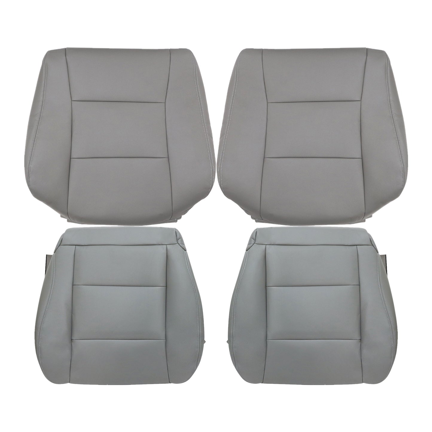 For 1998-2007 Toyota Land Cruiser Front Driver & Passenger Bottom & Top Leather Seat Cover Gray