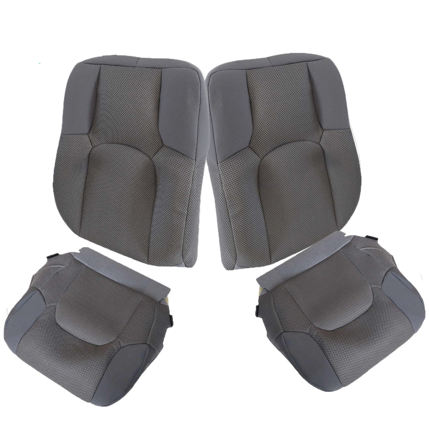For 2005-2019 Nissan Frontier Front Driver & Passenger Bottom & Top Cloth Seat Cover Gray
