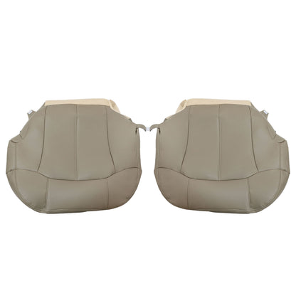 For 1999-2002 Chevrolet Silverado GMC Sierra Front Driver & Passenger Bottom Leather Seat Cover Med Tan