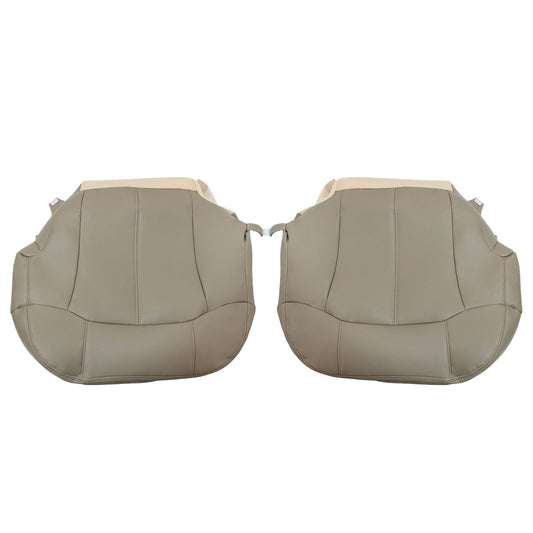 For 1999-2002 Chevrolet Silverado GMC Sierra Front Driver & Passenger Bottom Leather Seat Cover Med Tan