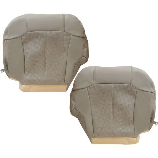 For 2002 Cadillac Escalade Front Driver & Passenger Bottom Perforated Leather Seat Cover Tan
