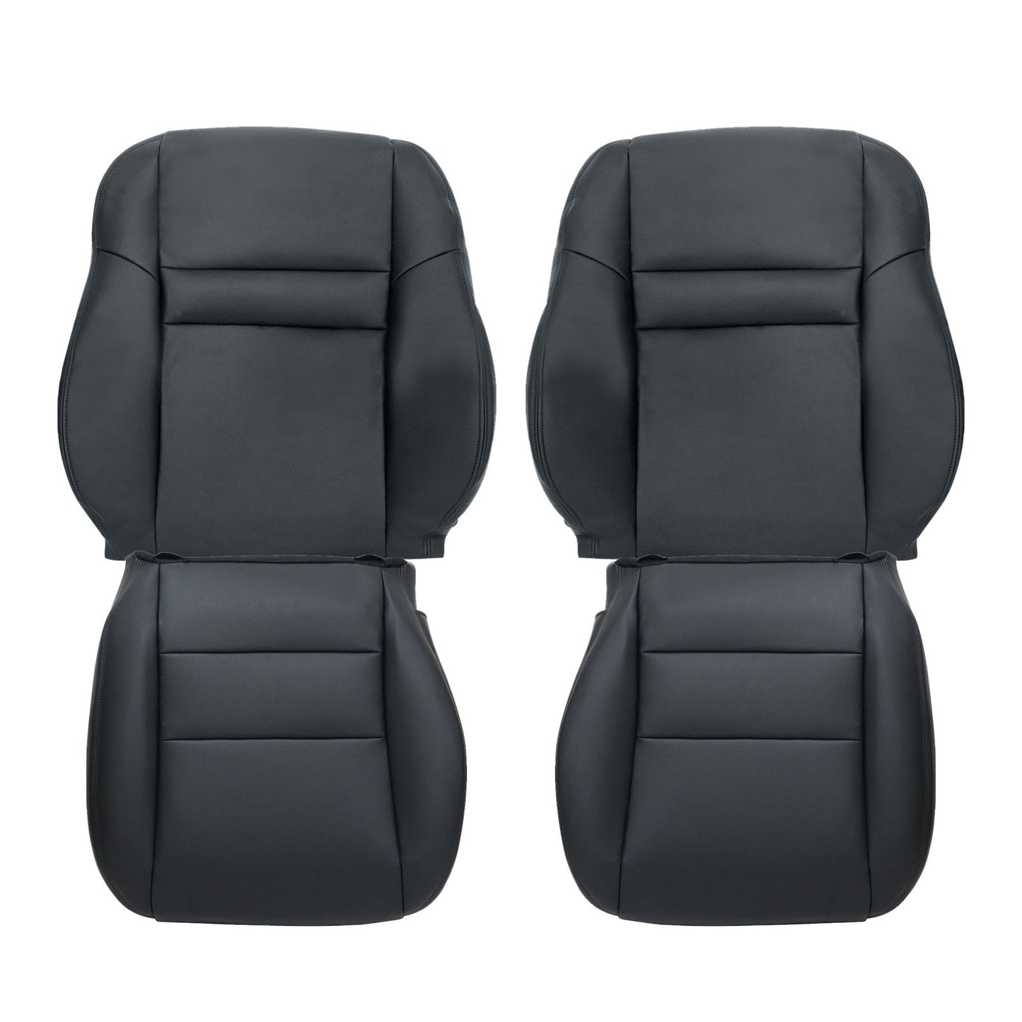 For 2003-2007 Honda Accord 4-Door Front Driver & Passenger Bottom & Top Leather Seat Cover Black