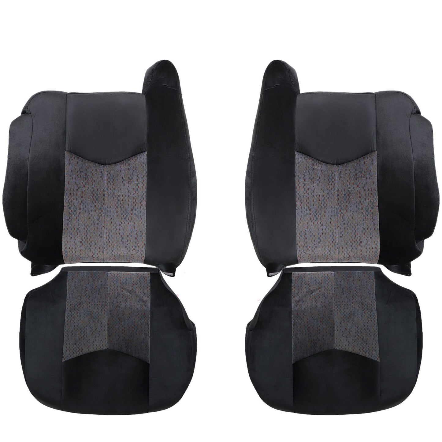 For 2003-2006 Chevy Silverado GMC Sierra 1500 2500 3500 Front Driver & Passenger Bottom & Top Cloth Seat Cover Dark Gray