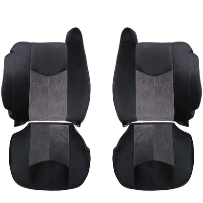For 2003-2006 Chevy Silverado GMC Sierra 1500 2500 3500 Front Driver & Passenger Bottom & Top Cloth Seat Cover Dark Gray