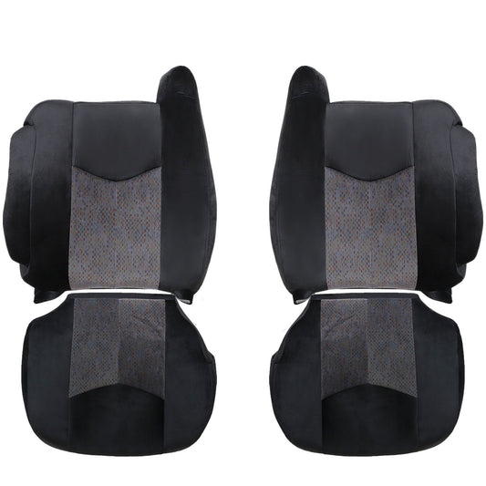 For 2003-2006 Chevy Silverado GMC Sierra 1500 2500 3500 Front Driver & Passenger Bottom & Top Cloth Seat Cover Dark Gray