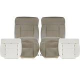 Front Driver & Passenger Bottom & Top Leather Seat Cover Tan & Both Side Bottom Foam Cushion 2004-2008 For Ford F-150 Lariat XL XLT STX FX4