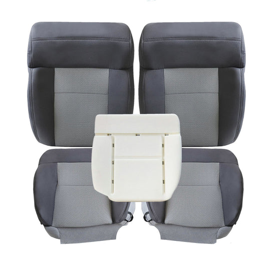 2004-2008 For Ford F150 XLT STX FX4 Front Driver & Passenger Bottom & Top Cloth Seat Cover Dark Gray & Driver Bottom Foam Cushion