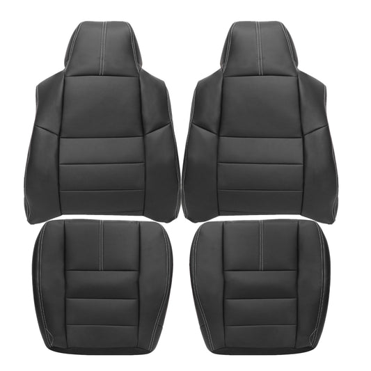For 2008-2010 Ford F250 F350 Super Duty Lariat XL Driver & Passenger Bottom & Top Leather Seat Cover Black