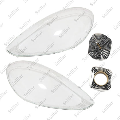 Pair Front Headlight Lens Clear Cover + Glue For Porsche Panamera 2017-2020