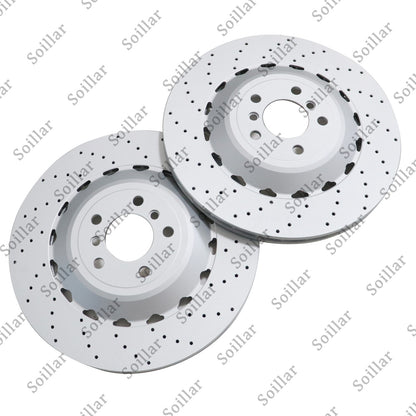 For BMW F06 F10 F13 M5 Pair Set Rear Vented & Drilled Disc Brake Rotors