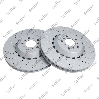 Pair Front Vented & Drilled Disc Brake Rotors LH RH For BMW F10 F12 F13 M5 M6