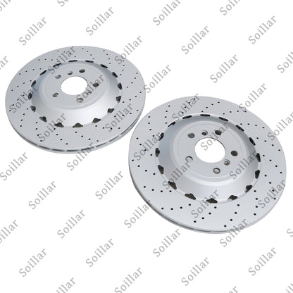For BMW F06 F10 F13 M5 Pair Set Rear Vented & Drilled Disc Brake Rotors