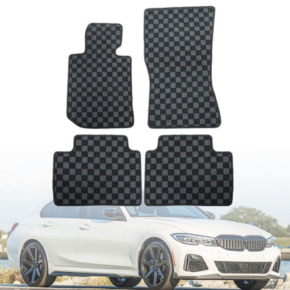 For 2019 2020 2021 2022 2023 2024 BMW 3-Series G20 & M3 G80 2-Row Checkered Flag Carpet Floor Mats