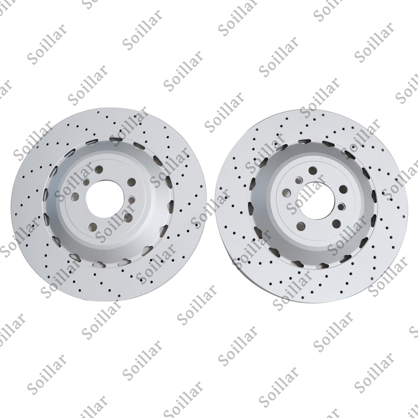 For BMW F06 F10 F13 M5 Pair Set Rear Vented & Drilled Disc Brake Rotors