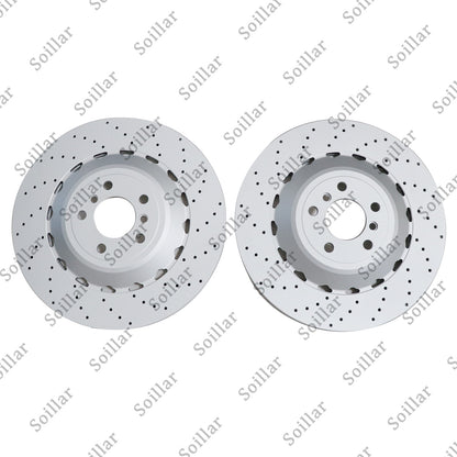For BMW F06 F10 F13 M5 Pair Set Rear Vented & Drilled Disc Brake Rotors