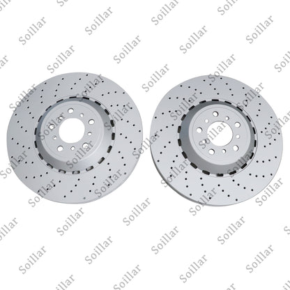 Pair Front Vented & Drilled Disc Brake Rotors LH RH For BMW F10 F12 F13 M5 M6