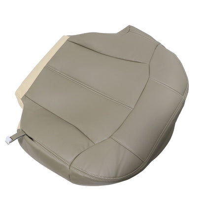 For 1999-2002 Chevrolet Silverado GMC Sierra Front Driver & Passenger Bottom Leather Seat Cover Med Tan