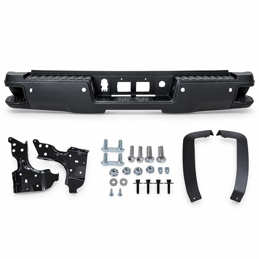 Black Rear Bumper w/ Sensor Hole For 2014-2018 Chevy Silverado GMC Sierra 1500