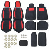 Black & Red PU Leather Seat Protector For 5-Seats Car