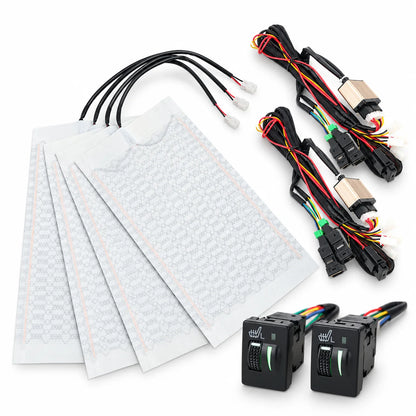 Carbon Car Seat Heater Kit with Square Switch 12V Universal For Trucks SUV