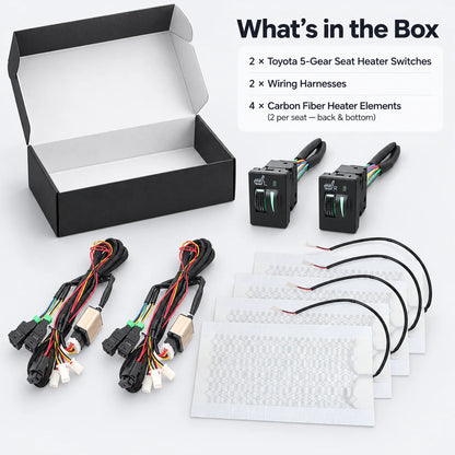 Carbon Car Seat Heater Kit with Square Switch 12V Universal For Trucks SUV