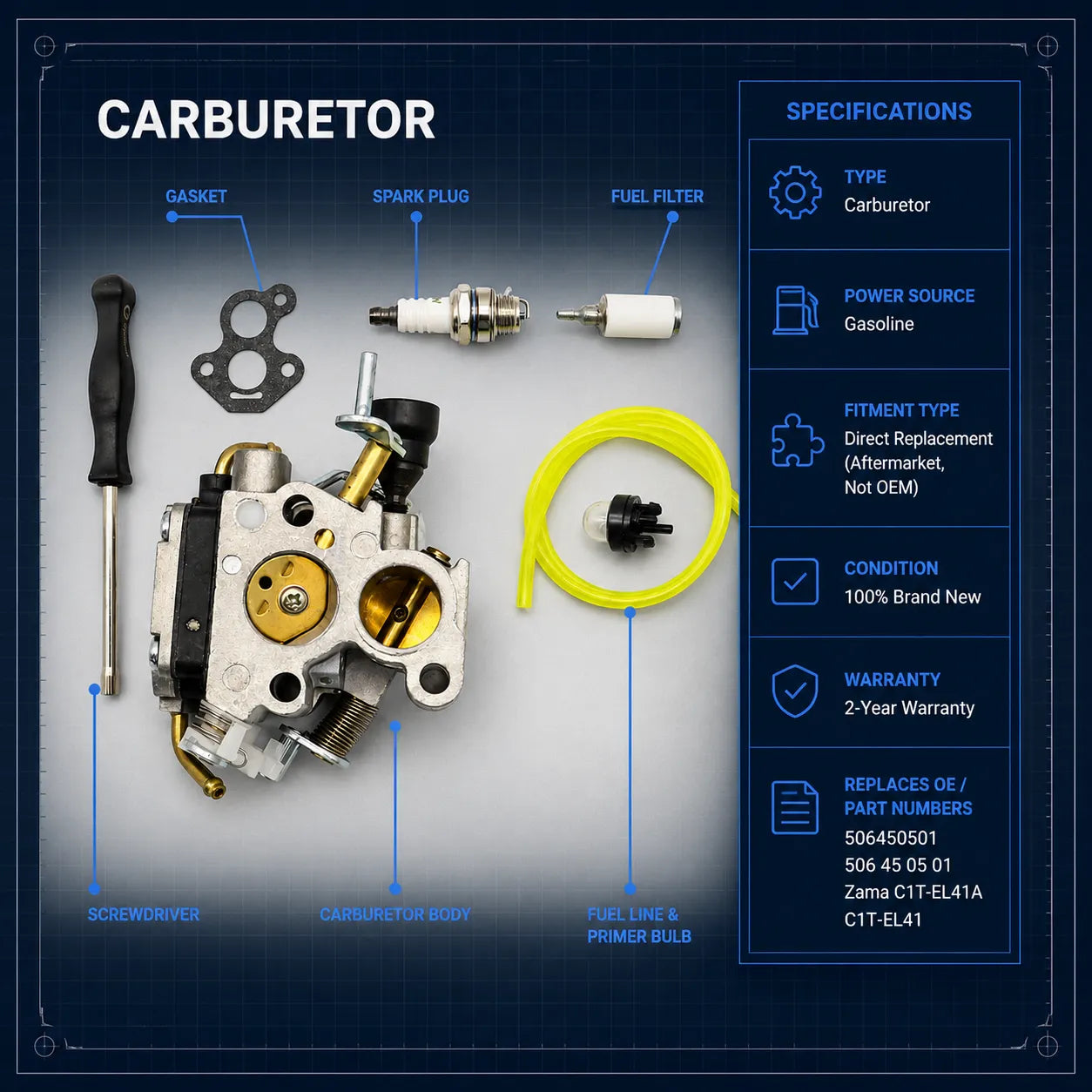 Carburetor Carb For Husqvarna 440 435E 440E 435 x-torq Chainsaw 506450501