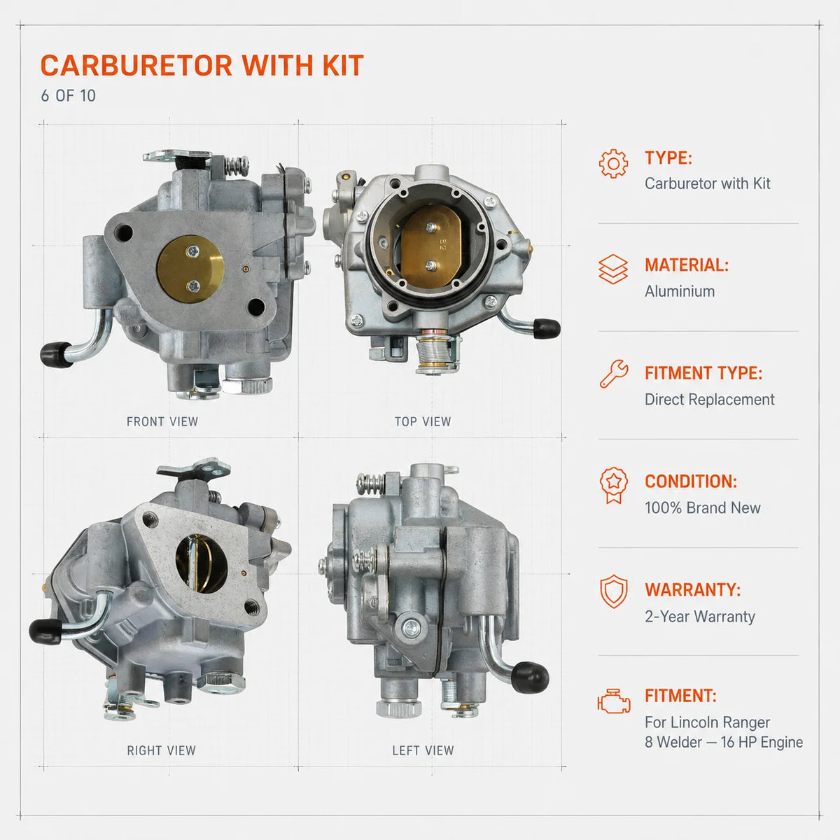 Carburetor For Lincoln Electric Ranger 8 Welder Generator Powered Carb