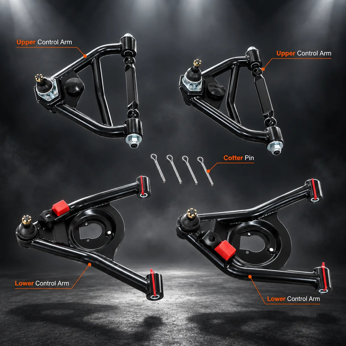 Component Breakdown of 2nd Gen Camaro Tubular Control Arms with Upper and Lower Assembly Callouts