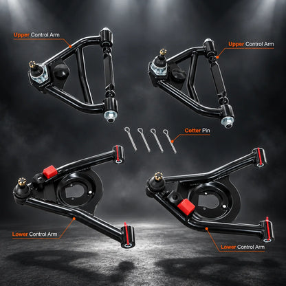 Component Breakdown of 2nd Gen Camaro Tubular Control Arms with Upper and Lower Assembly Callouts