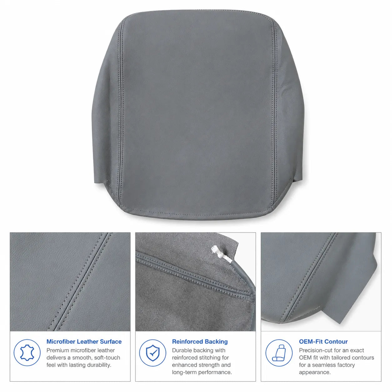 For Dodge Ram 2002-2008 Real Leather Center Console Lid Armrest Cover Gray