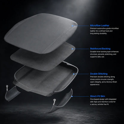 For Dodge Ram 2002-2008 Real Leather Center Console Lid Armrest Cover Gray