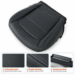 Driver Bottom Leather Seat Cover Black PERF For 2016-2019 Ford Explorer V6 V8