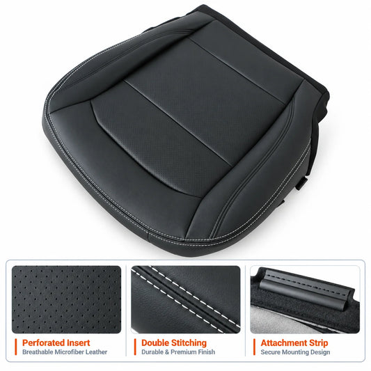 Driver Bottom Leather Seat Cover Black PERF For 2016-2019 Ford Explorer V6 V8