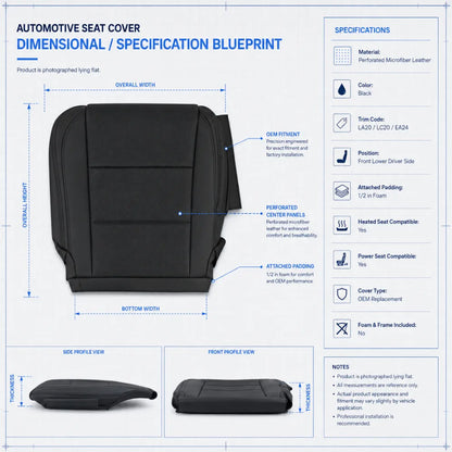 Driver Bottom Perforated Leather Seat Cover Black For 2013-2020 Lexus GS350