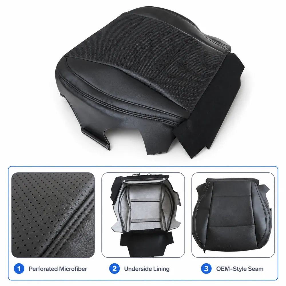 Driver Bottom Perforated Leather Seat Cover Black For 2015-2019 Subaru Outback