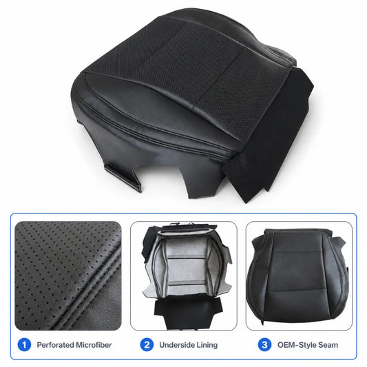 Driver Bottom Perforated Leather Seat Cover Black For 2015-2019 Subaru Outback