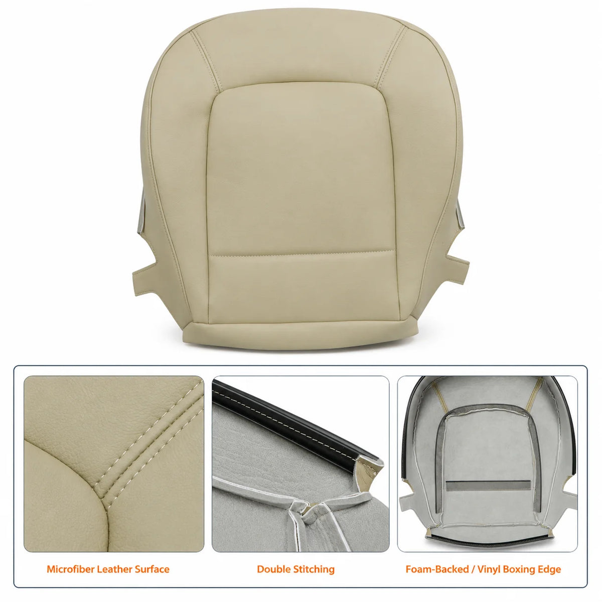 Driver Bottom Replacement Leather Seat Cover Beige For 1998-2010 Volkswagen Beetle