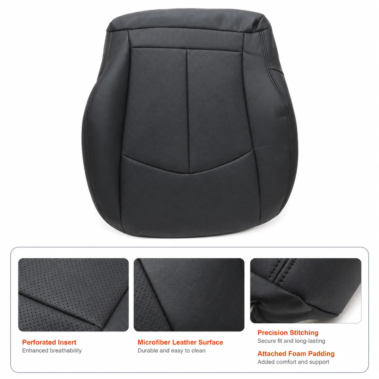 Driver Bottom Replacement Seat Cover Black For 2003-2009 Mercedes Benz E-Class