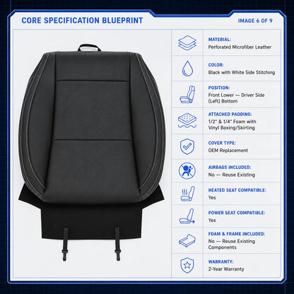 Driver Leather Perforated Bottom Seat Cover Black For 2015-2017 Subaru Legacy