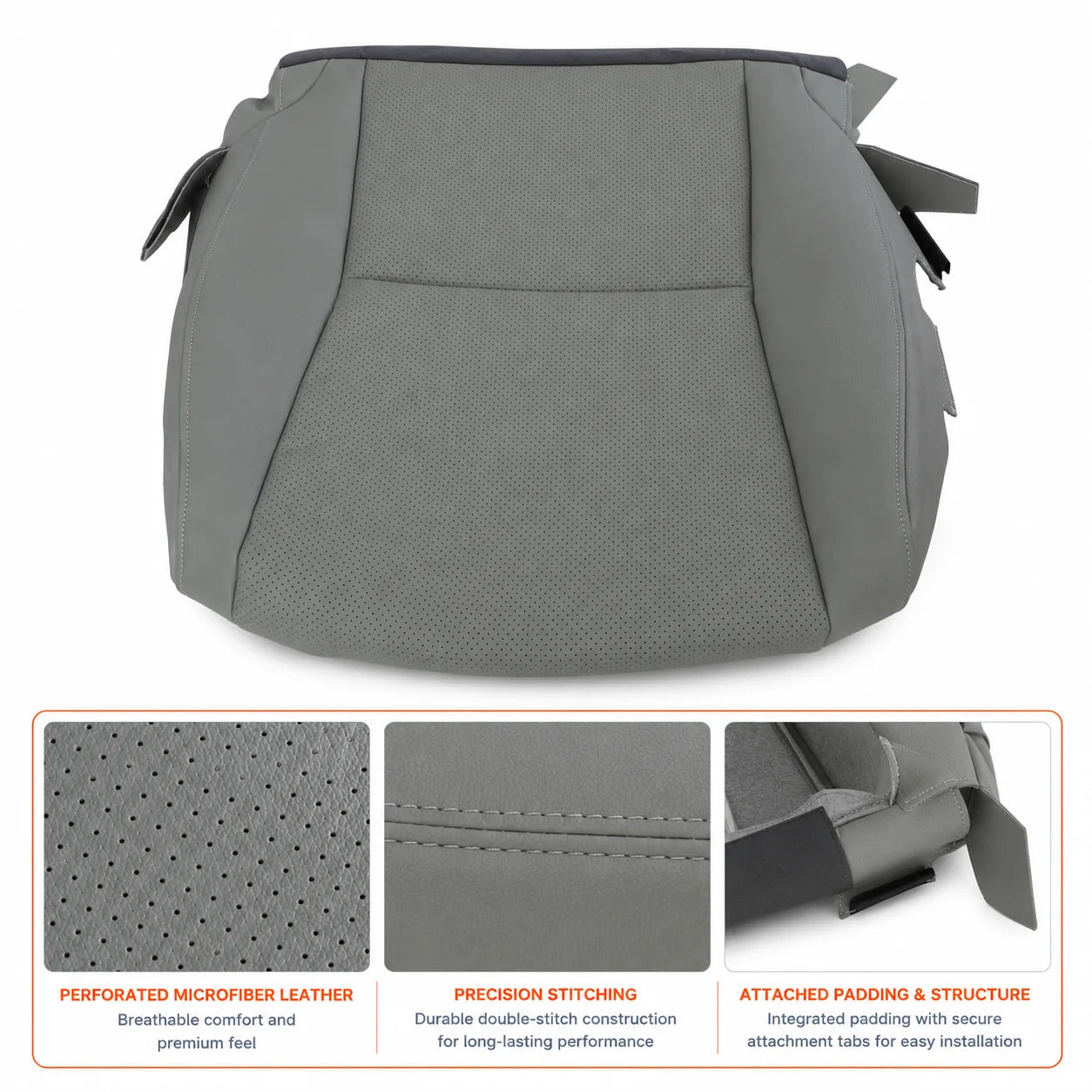 Driver Side Bottom Leather seat cover Gray For 2010-2015 Lexus RX350 RX450h