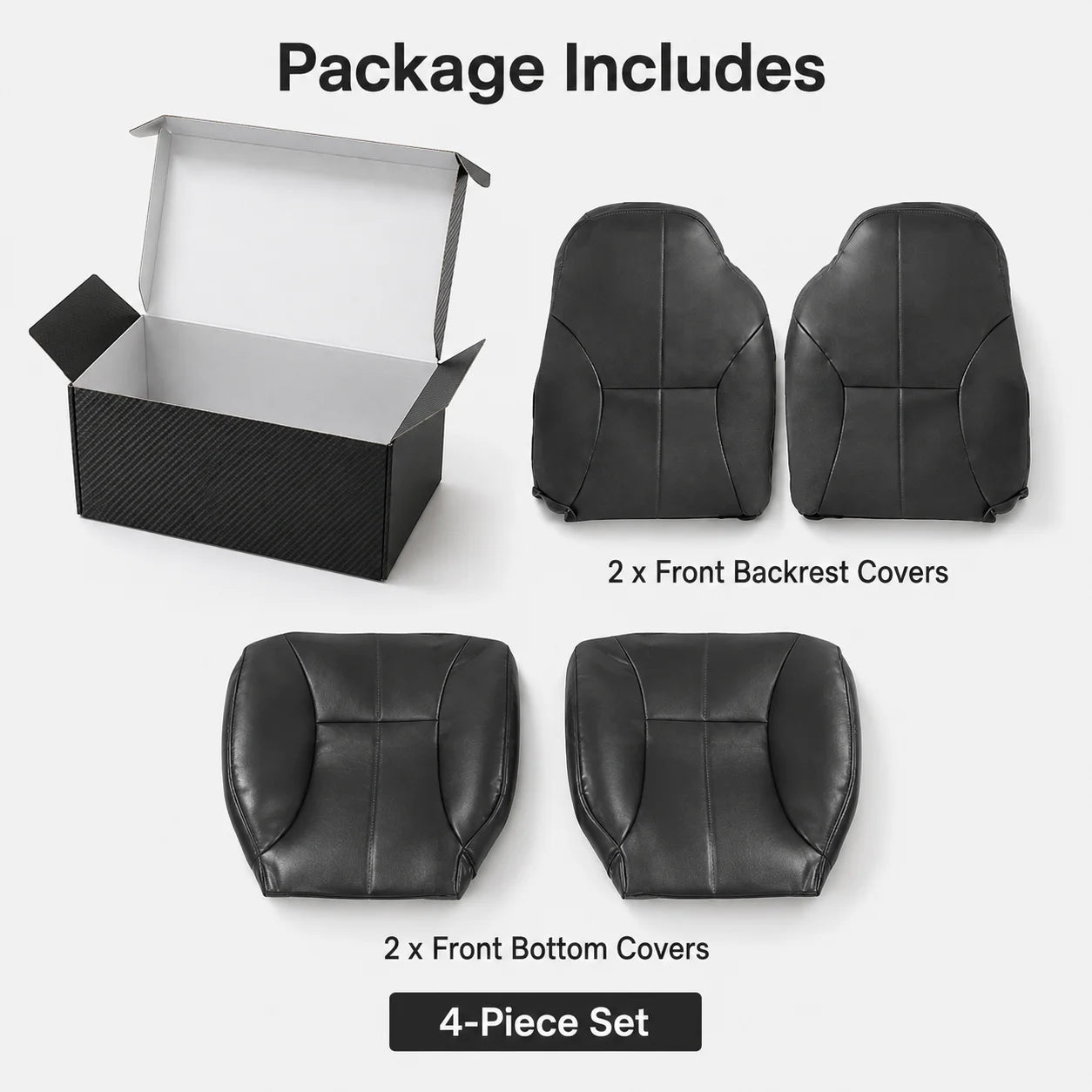 Driver & Passenger Bottom & Top Leather Seat Cover Dark Gray For 1998-2002 Dodge Ram