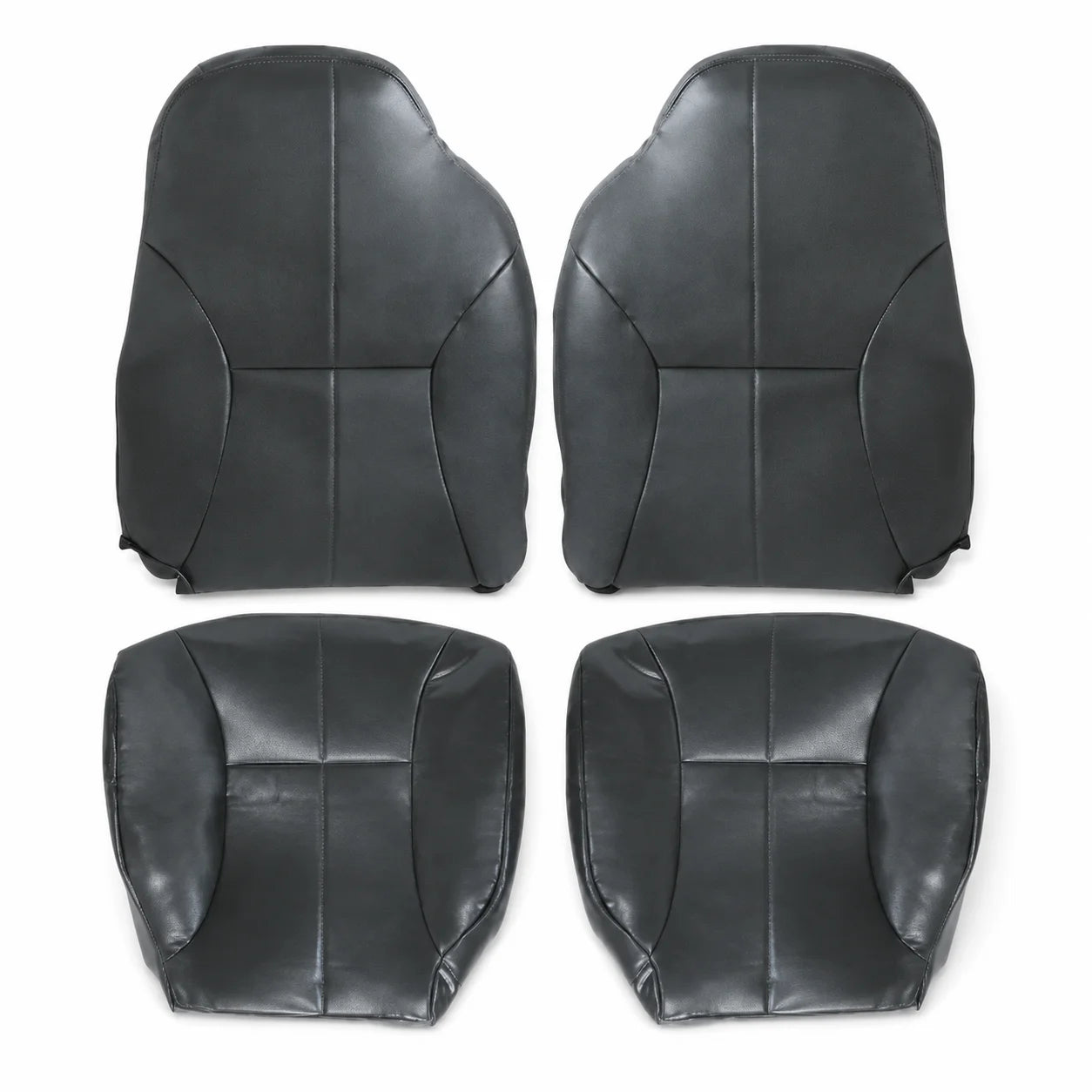 Driver & Passenger Bottom & Top Leather Seat Cover Dark Gray For 1998-2002 Dodge Ram