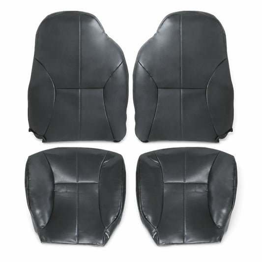 Driver & Passenger Bottom & Top Leather Seat Cover Dark Gray For 1998-2002 Dodge Ram