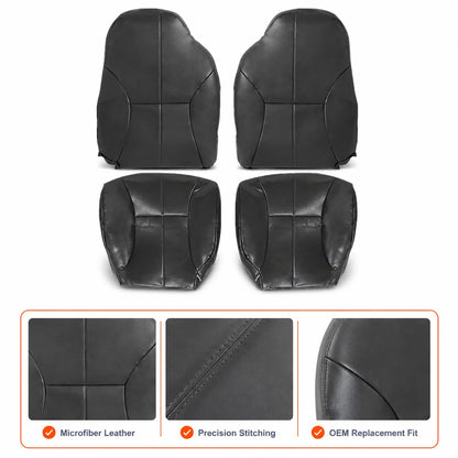 Driver & Passenger Bottom & Top Leather Seat Cover Dark Gray For 1998-2002 Dodge Ram