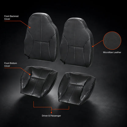 Driver & Passenger Bottom & Top Leather Seat Cover Dark Gray For 1998-2002 Dodge Ram