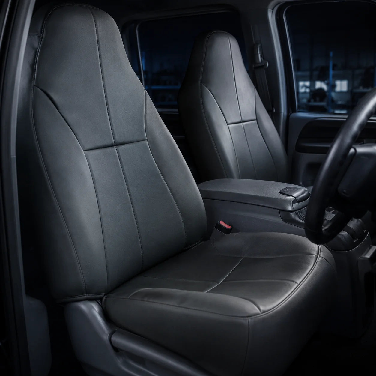 Driver & Passenger Bottom & Top Leather Seat Cover Dark Gray For 1998-2002 Dodge Ram
