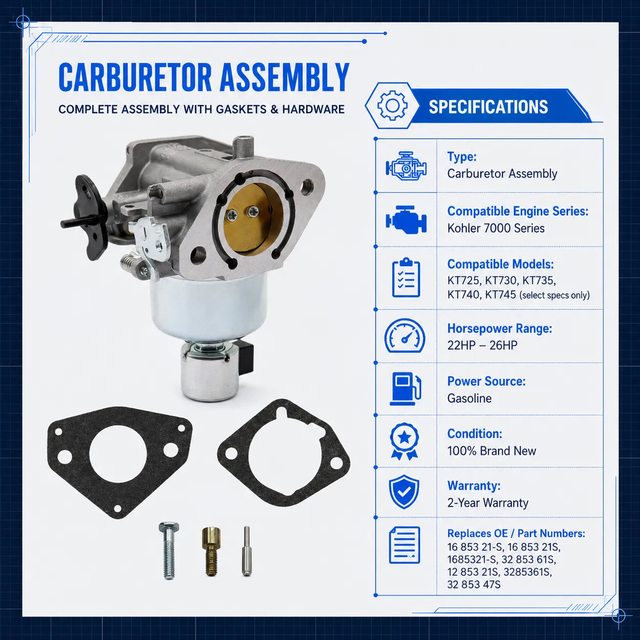 Engines Carburetor Carb Kit For Kohler 7000 Series 22HP 23HP 24HP 25HP 26HP