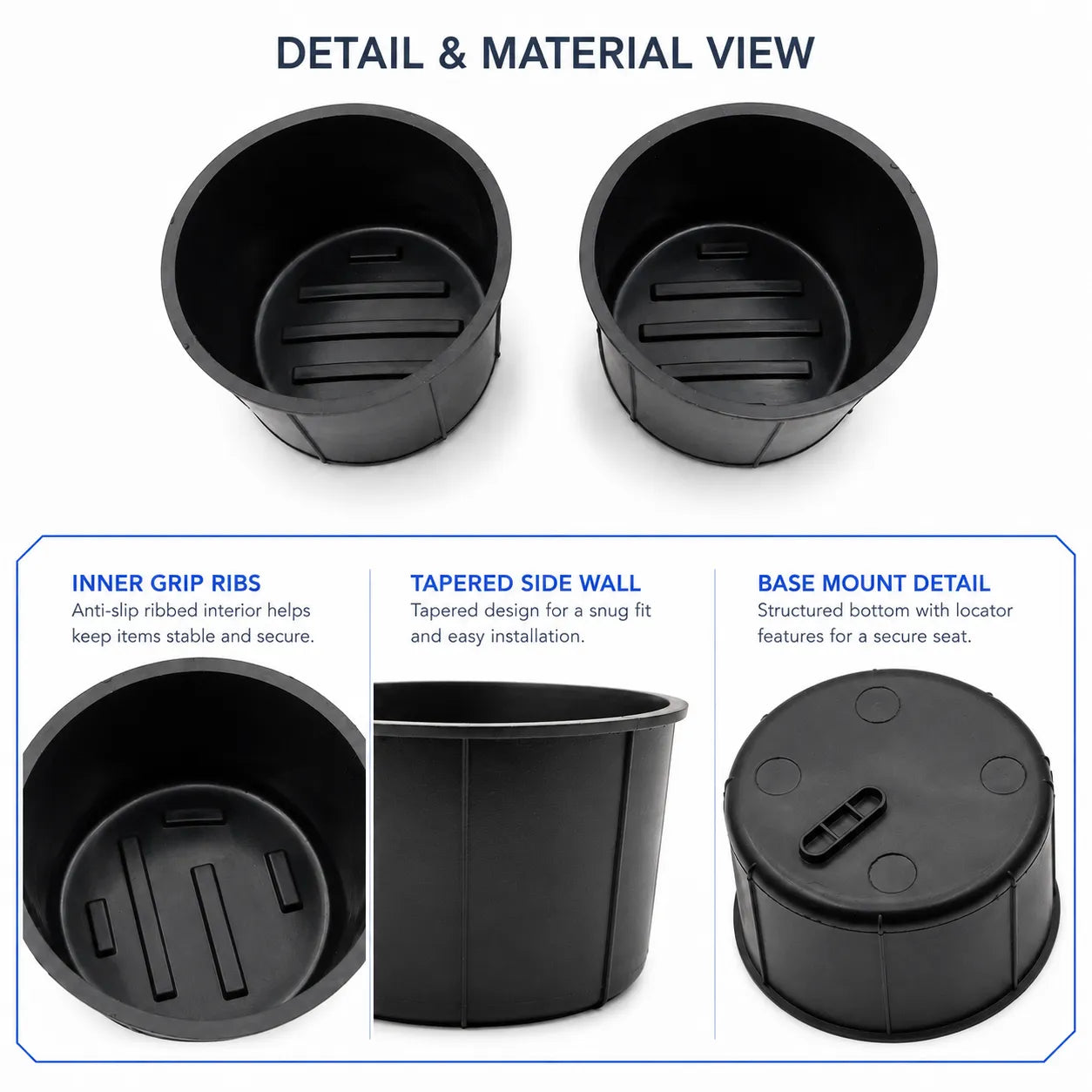 Fit for 03-14 Ford F150 2pc Rear Center Console Cup Holder Insert Liner