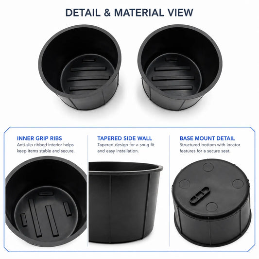 Fit for 03-14 Ford F150 2pc Rear Center Console Cup Holder Insert Liner